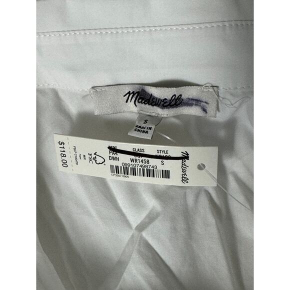 NWT Madewell Button-Front Mini Poplin Shirtdress in White Size S - Picture 6 of 15